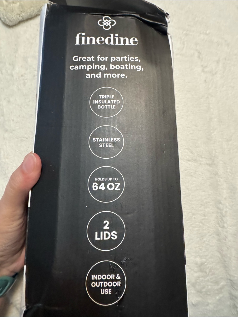 Finedine Black Stainless Steel Insulated Water Bottle - Picture 2 of 7